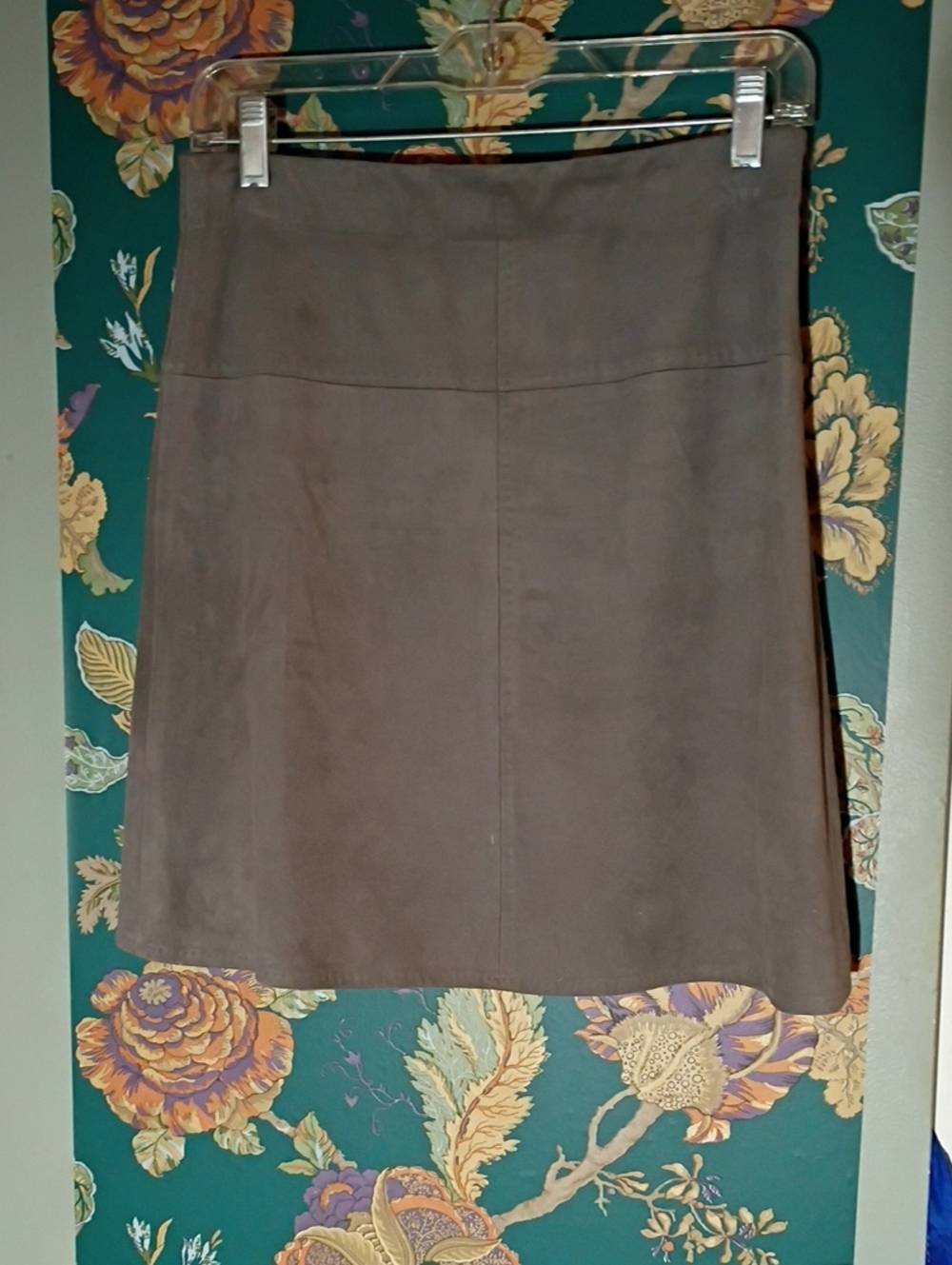 Max Studios Classic Grey Faux Suede A-Line Skirt XS
